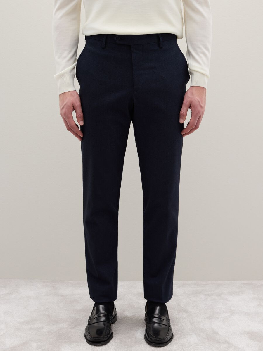 Slim fit blue stretch cotton trousers_1