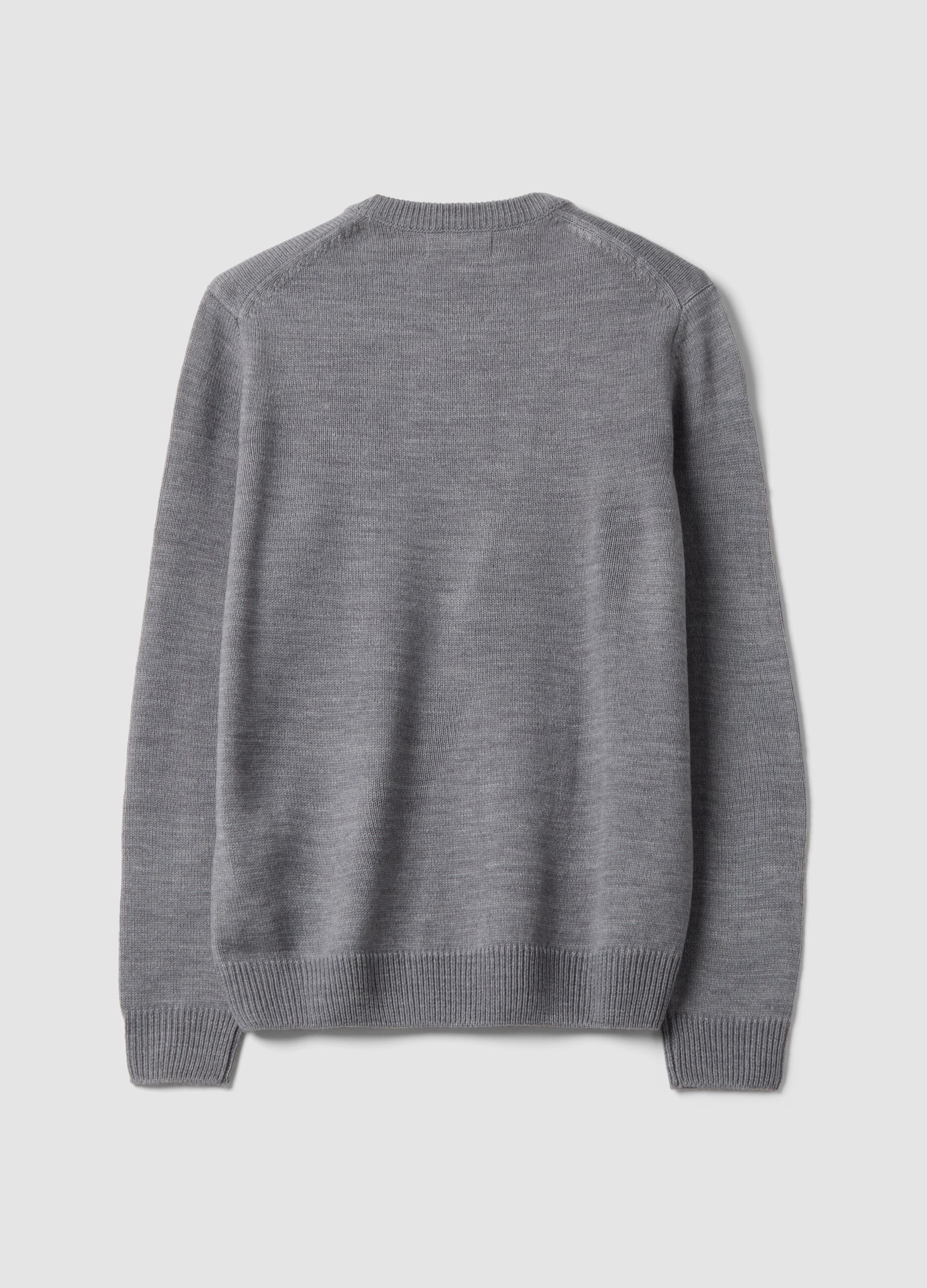 Grey crew-neck jumper in knit jersey, regular fit