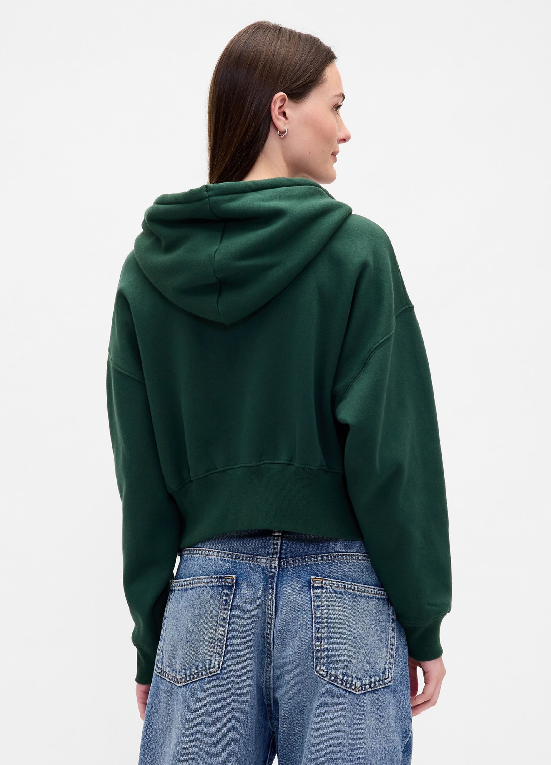 Green Knitted Hoodie with Zip