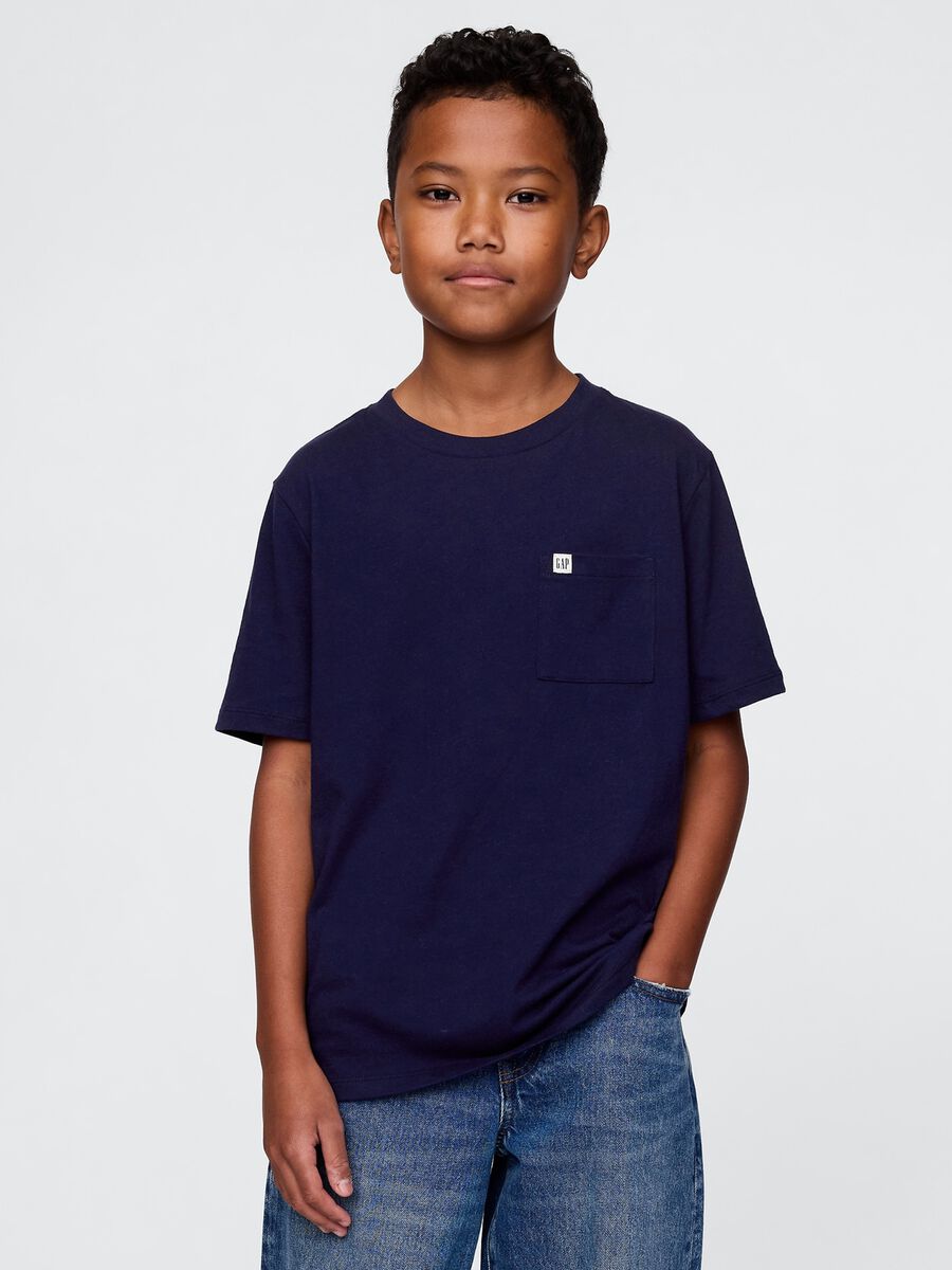 Short Sleeve Blue Cotton T-Shirt GAP Kids_0