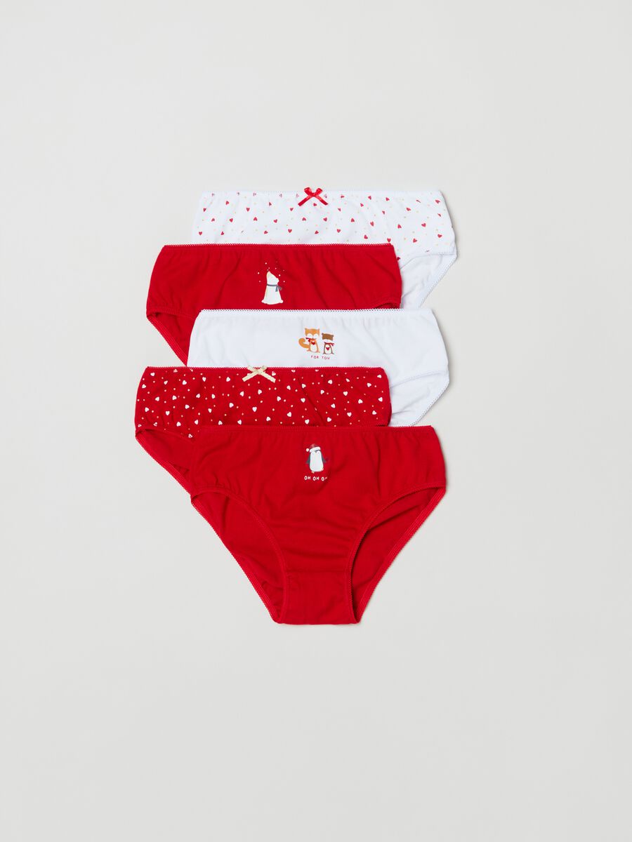 Set cinque slip in cotone stampa natalizia _0