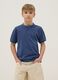Boys' blue pure cotton regular-fit polo with Mandarin collar_0