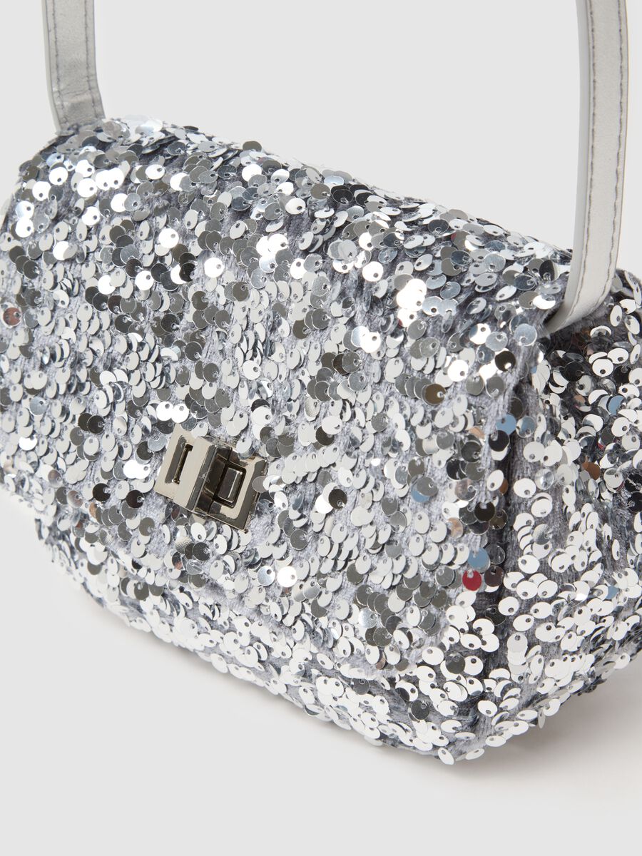 Grey girl's handbag with sequins_2