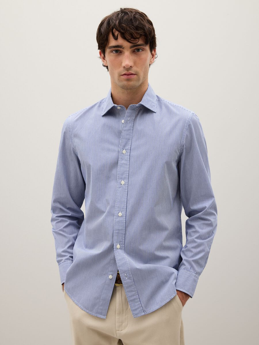 Regular fit blue pure cotton shirt_0