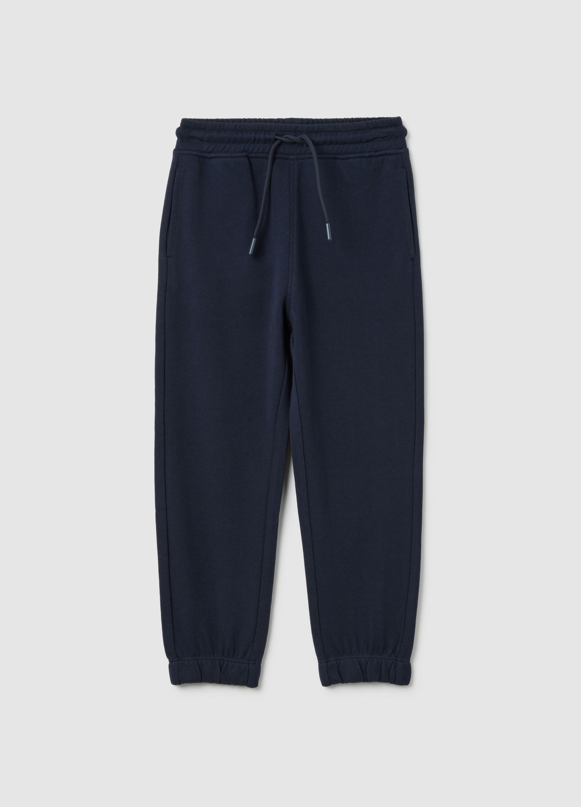 Children's blue regular fit jogger trousers in pure cotton