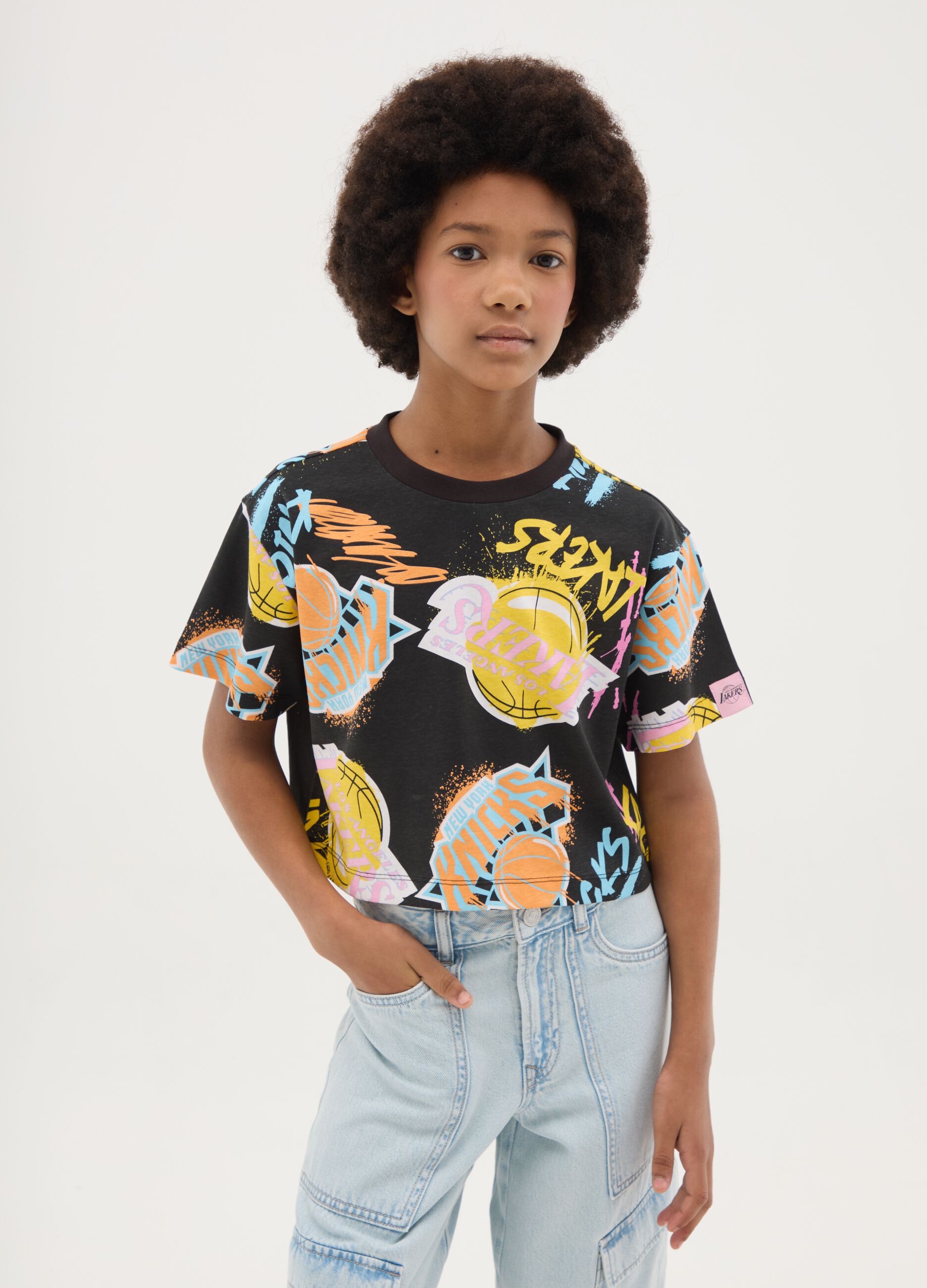 Multicolour girls' pure cotton regular fit T-shirt with lively print