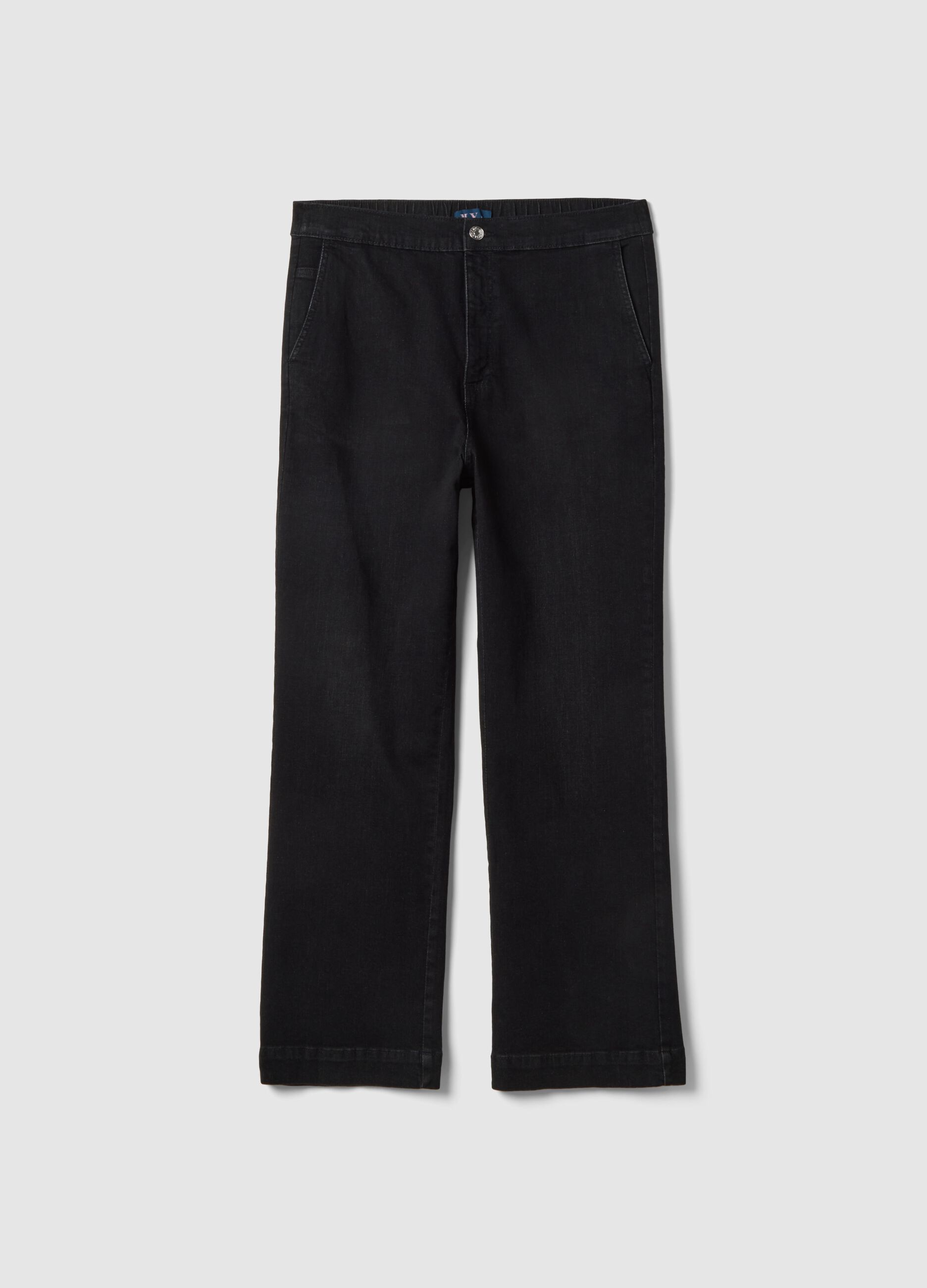 Jeans wide leg in cotone elasticizzato nero