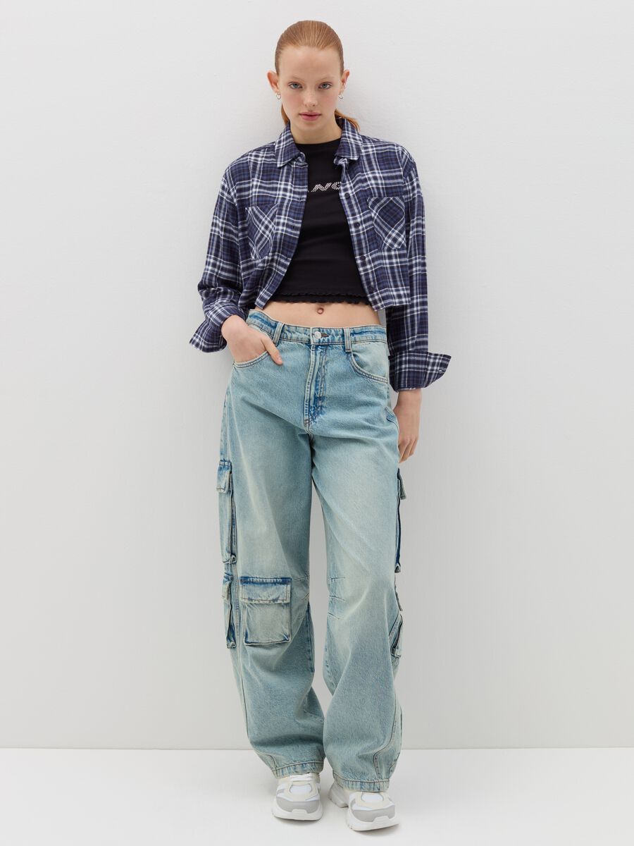 Crop shirt in check flannel_1