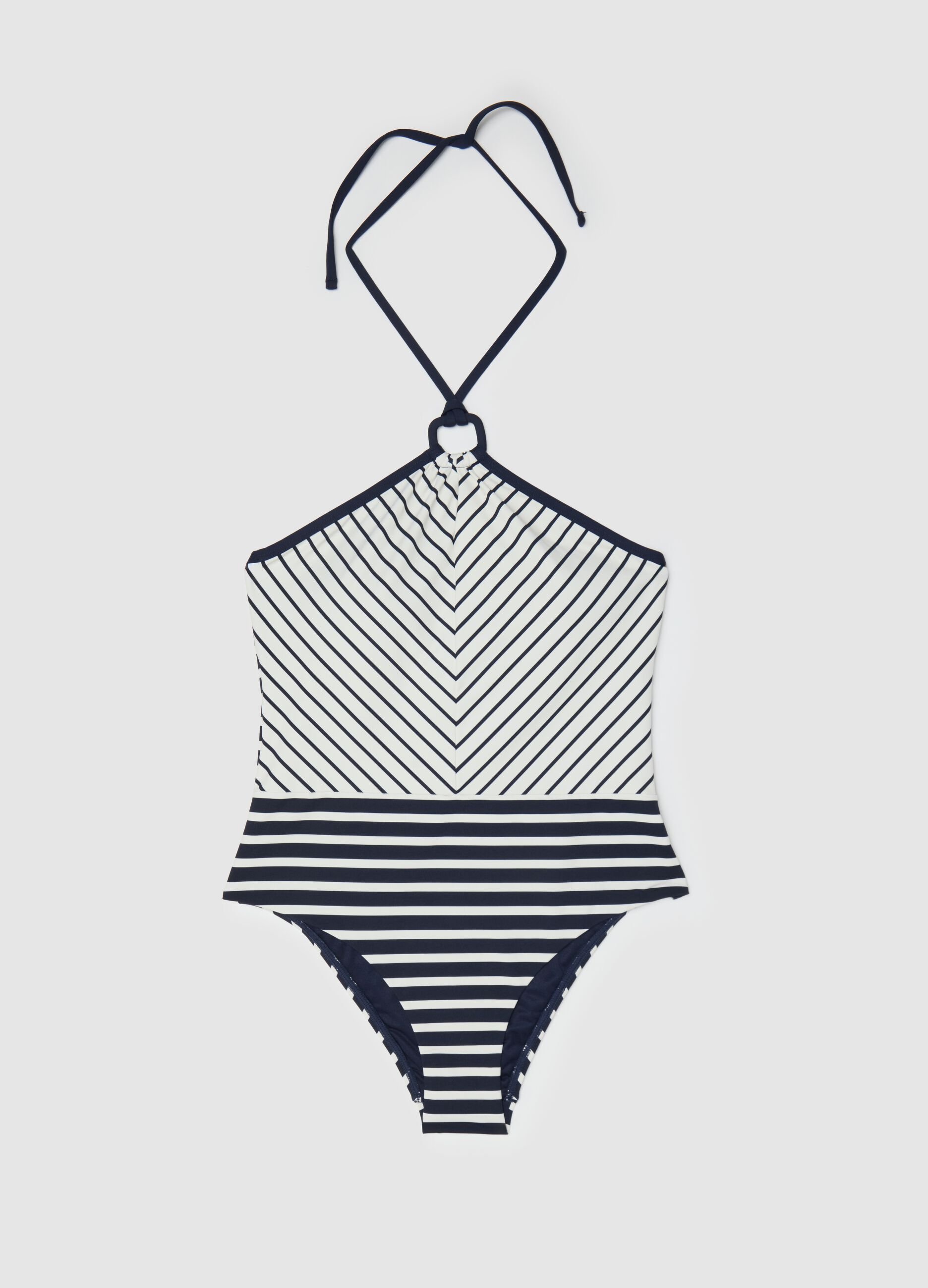 Costume intero da donna in tessuto elasticizzato bicolor