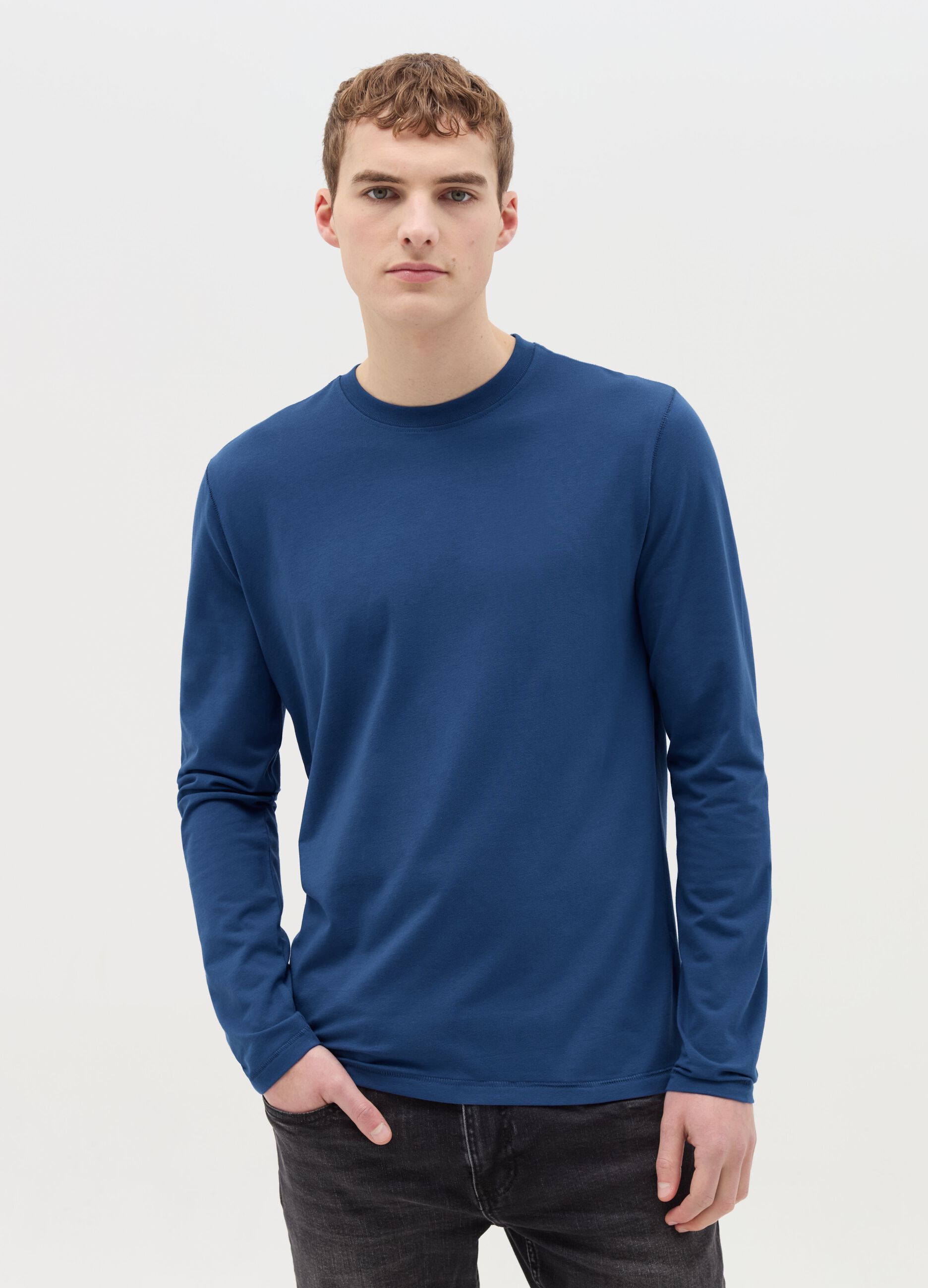 Long-sleeved T-shirt in stretch cotton