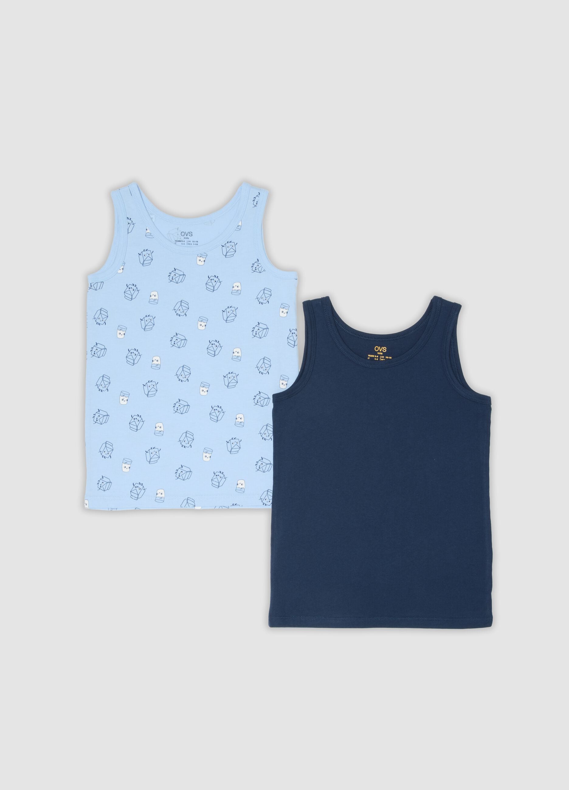 2-pack of blue and light blue organic cotton regular-fit vests for boys