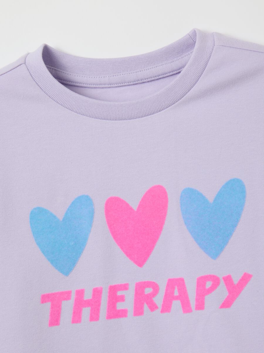Girls' purple stretch cotton regular fit T-shirt_2