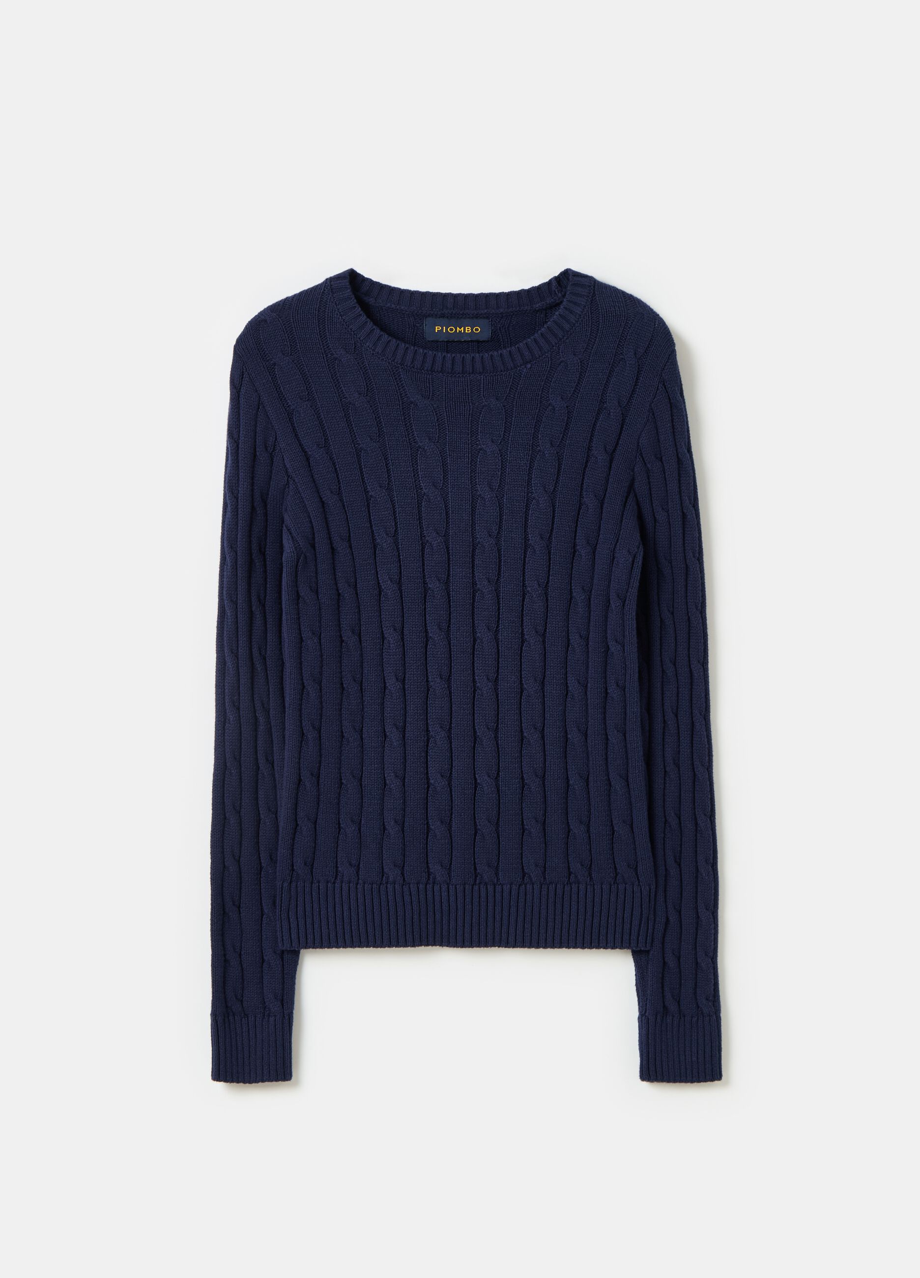 Ribbed pullover with cable-knit design