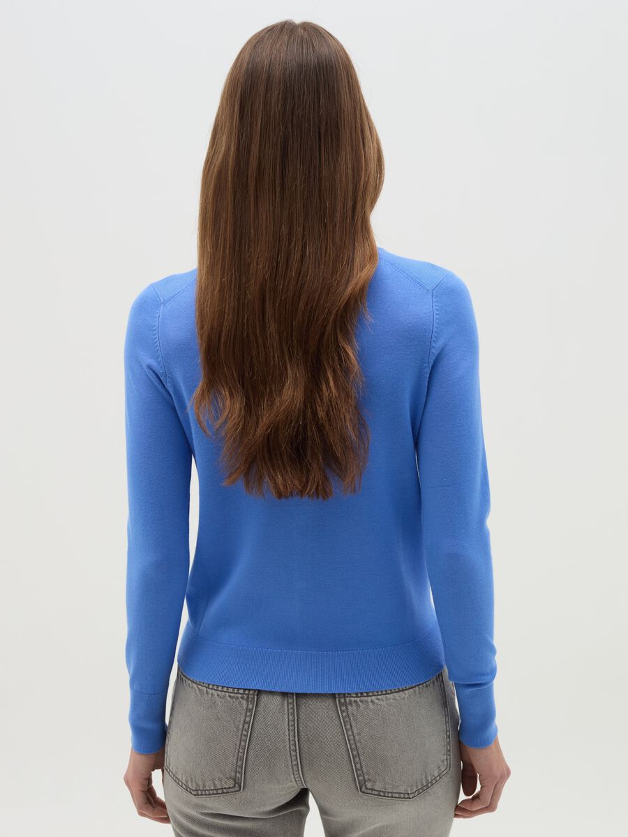 Solid colour cardigan with round neck_2