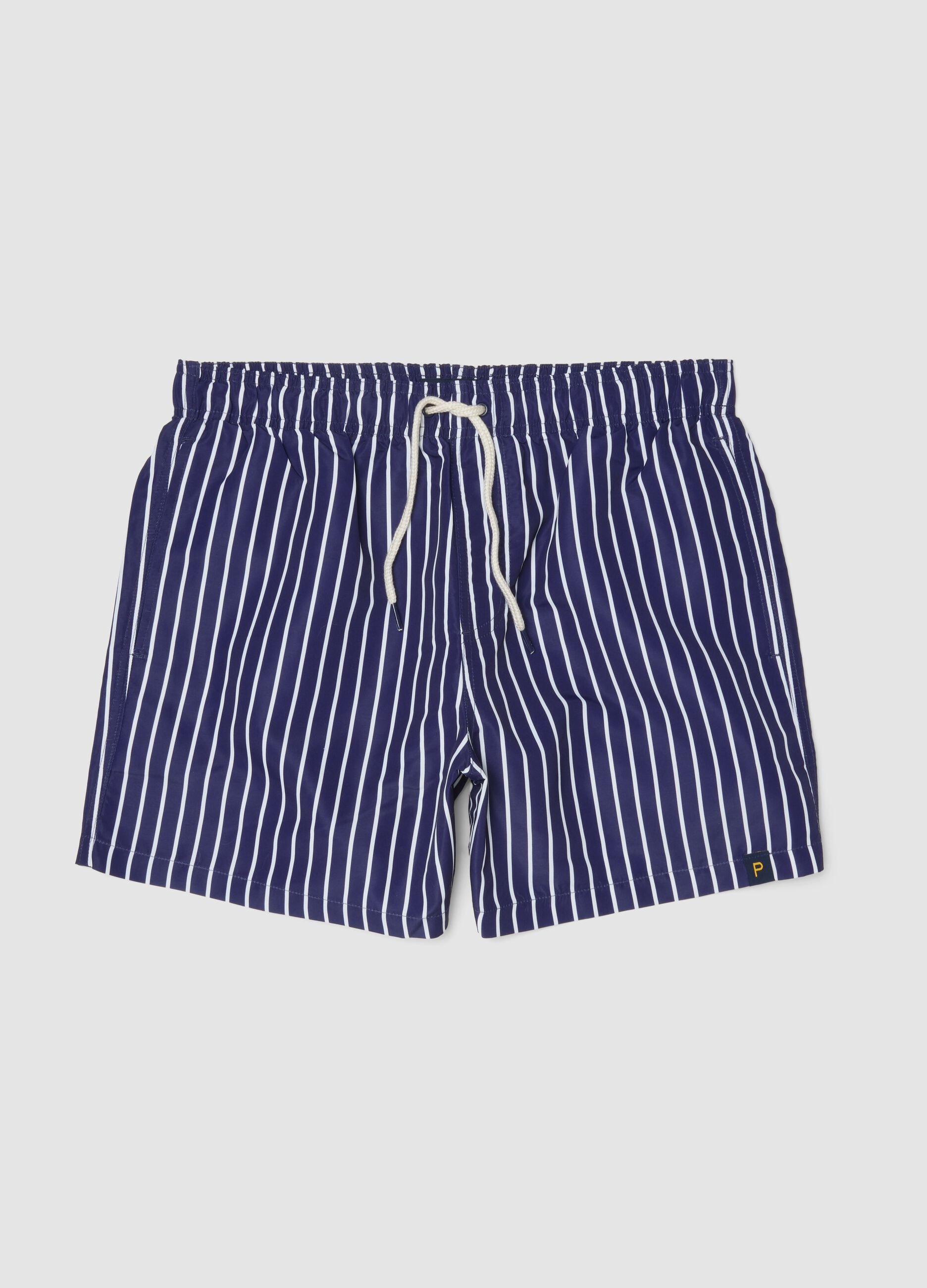 Blue striped swim shorts
