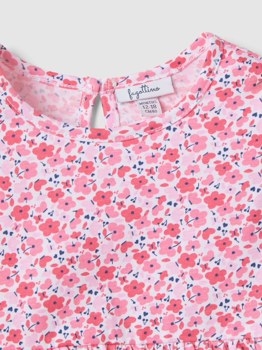 Vestito in puro cotone multicolor da bimba regular fit con fiori_3