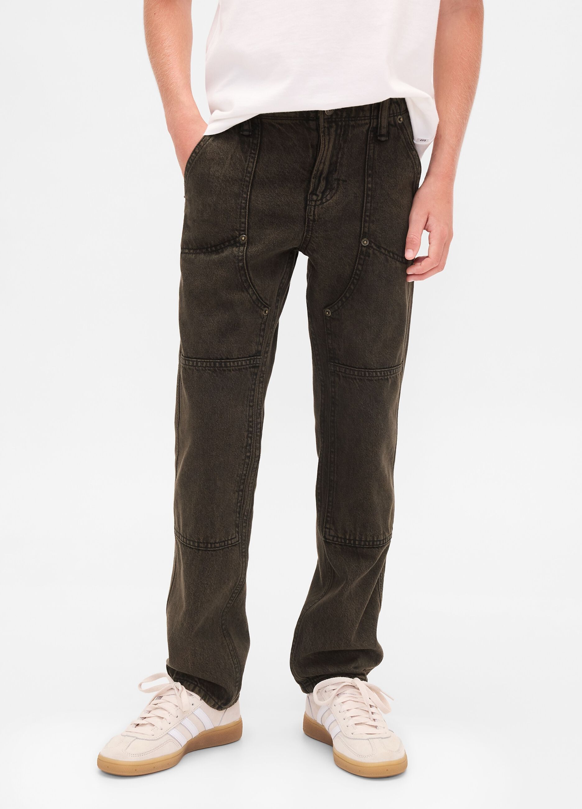 Pantaloni cargo marroni in cotone