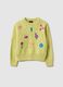Maglione in puro cotone giallo da bambina regular fit con ricami floreali_3