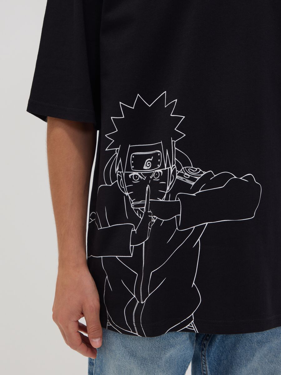 Black 100% Cotton Naruto Print T-Shirt_2