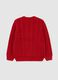 Maglione girocollo rosso da bambino regular fit con design a trecce_2