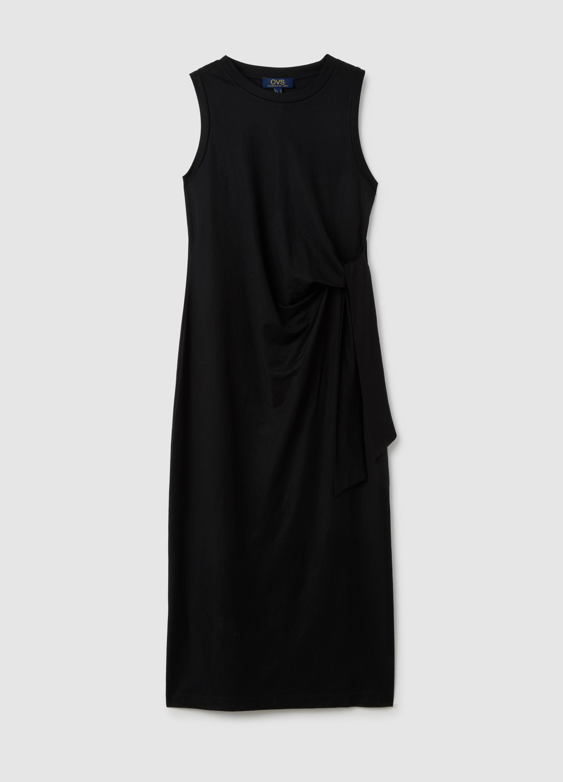 Black Slim Fit Mixed Fabric Dress