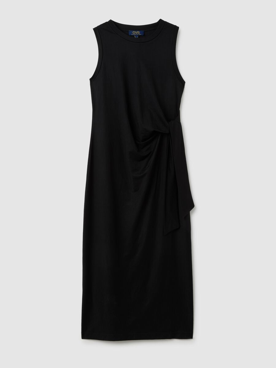 Black Slim Fit Mixed Fabric Dress_4