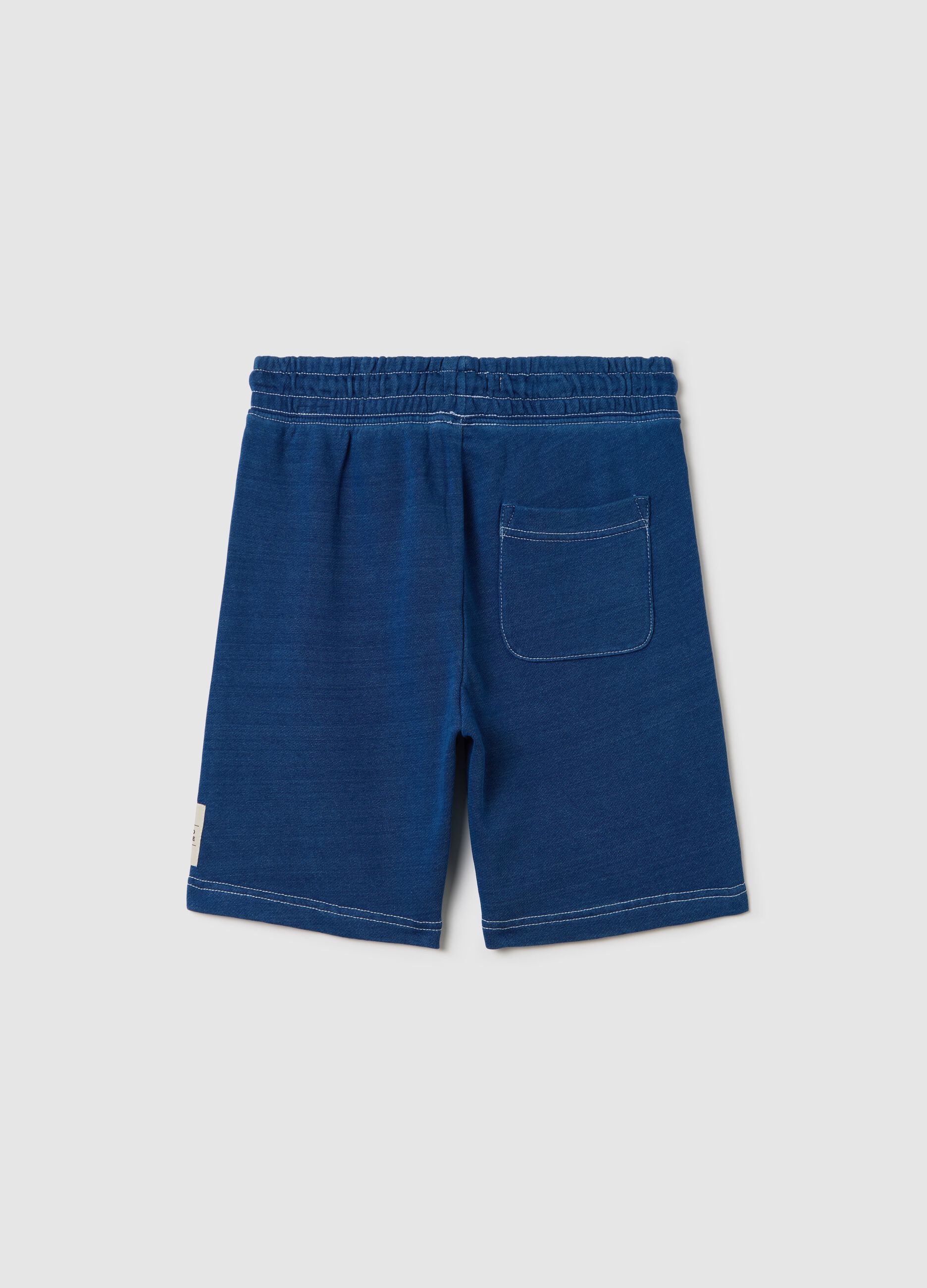 Short blue trousers in 100% cotton
