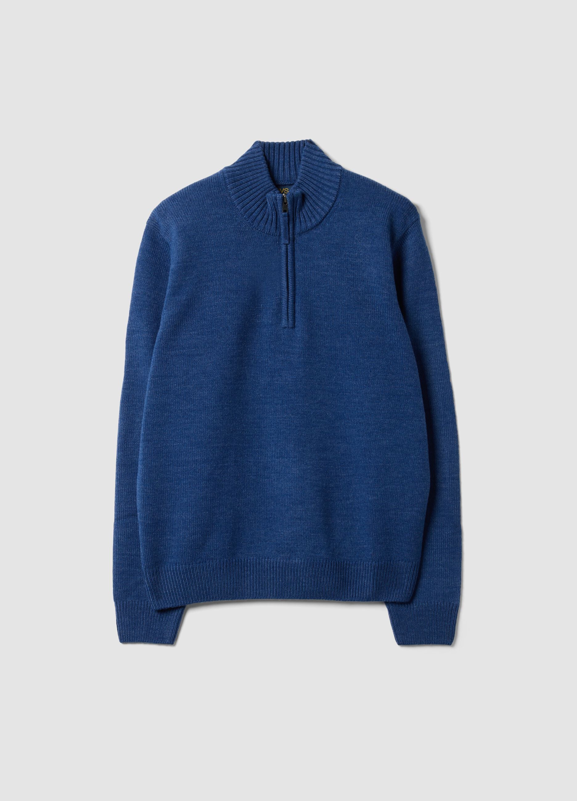 Blue half-zip neck jumper