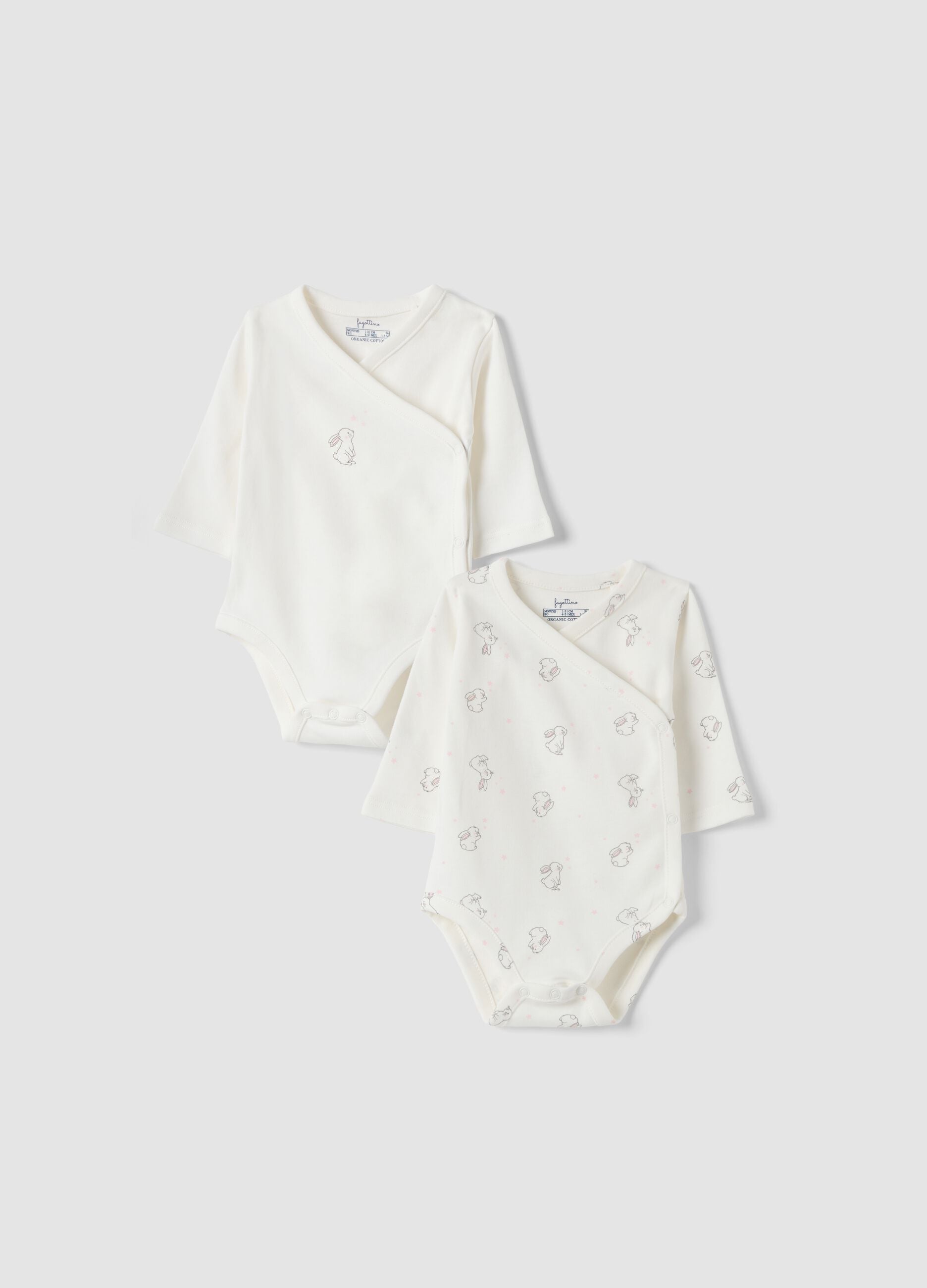 2-pack white organic cotton crew-neck bodysuits
