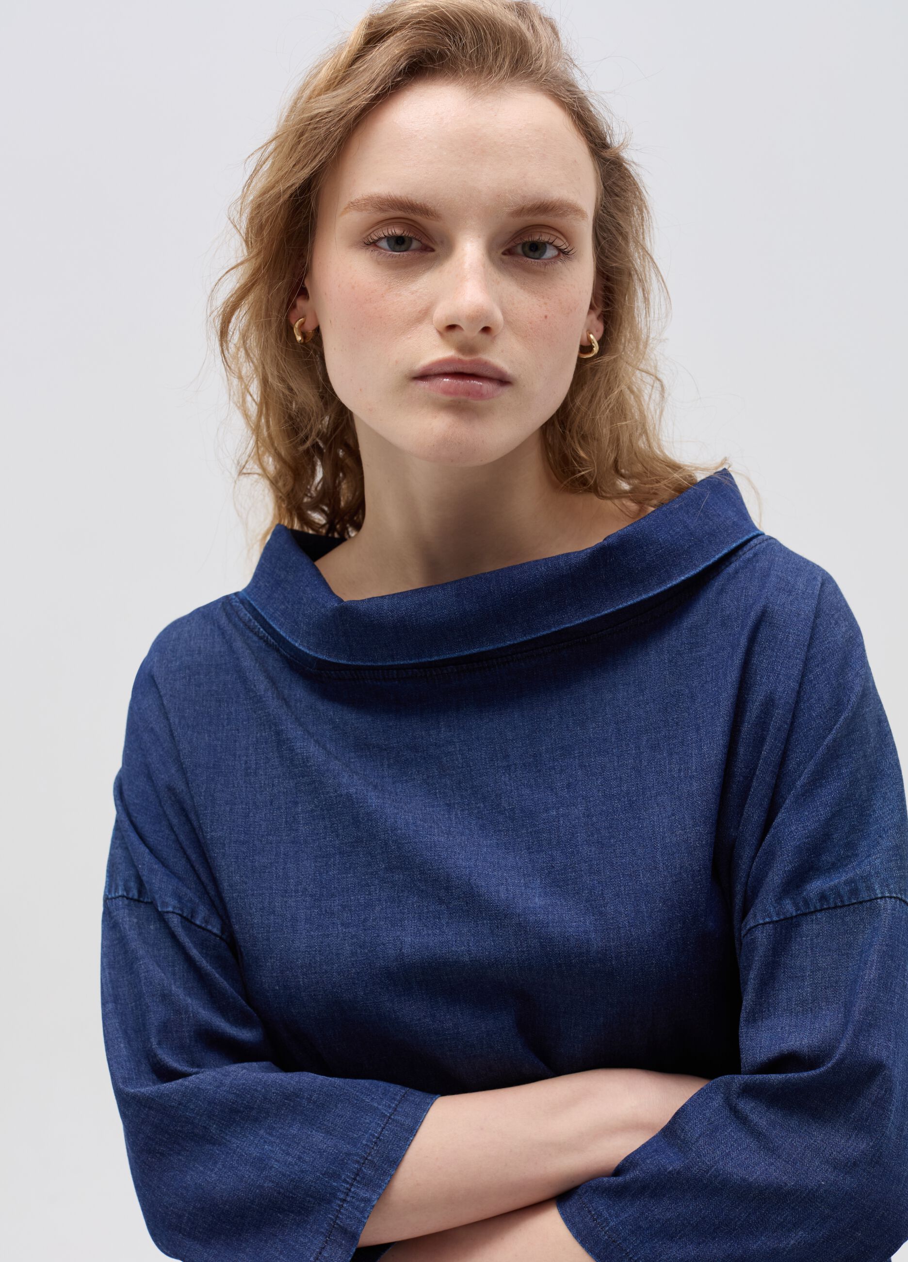 Ovs Blusa in denim con collo risvoltato