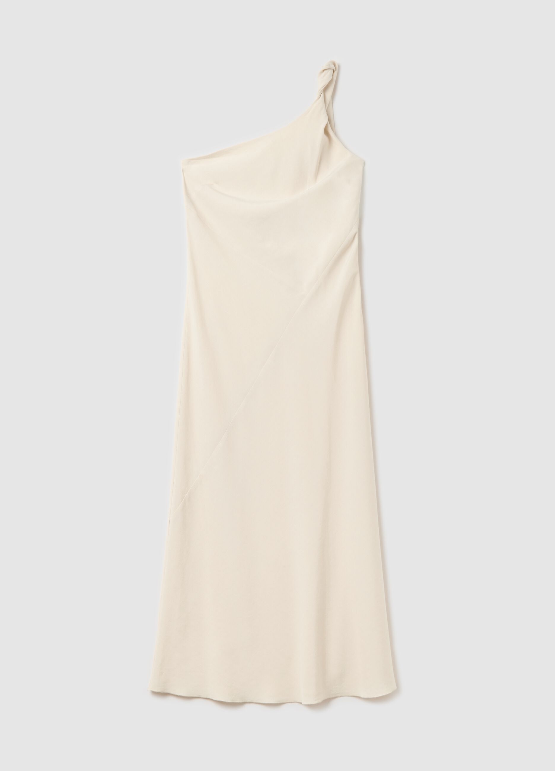Cream one-shoulder dress in linen