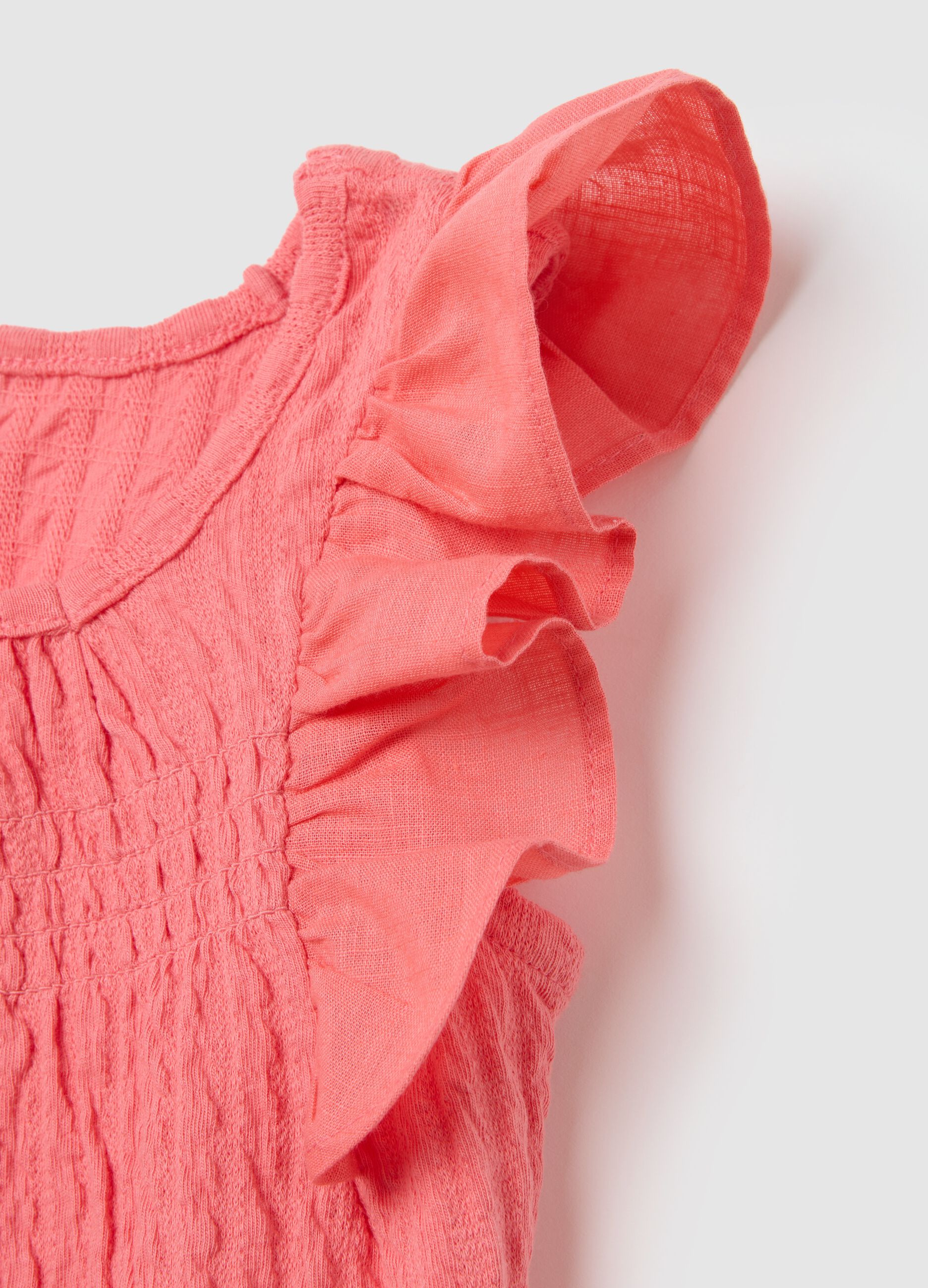 Girls' summer set in stretchy pink cotton