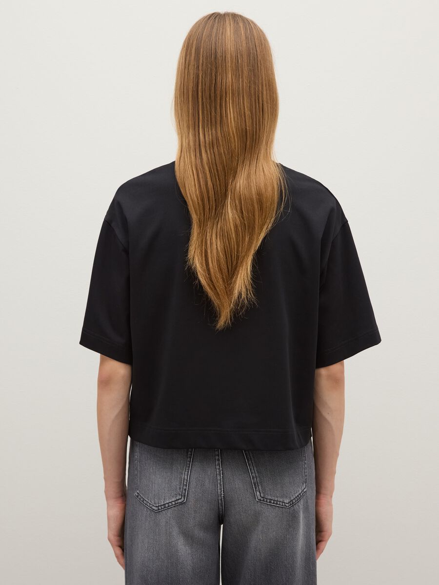 Black Cotton Blend Boxy Fit T-shirt_2