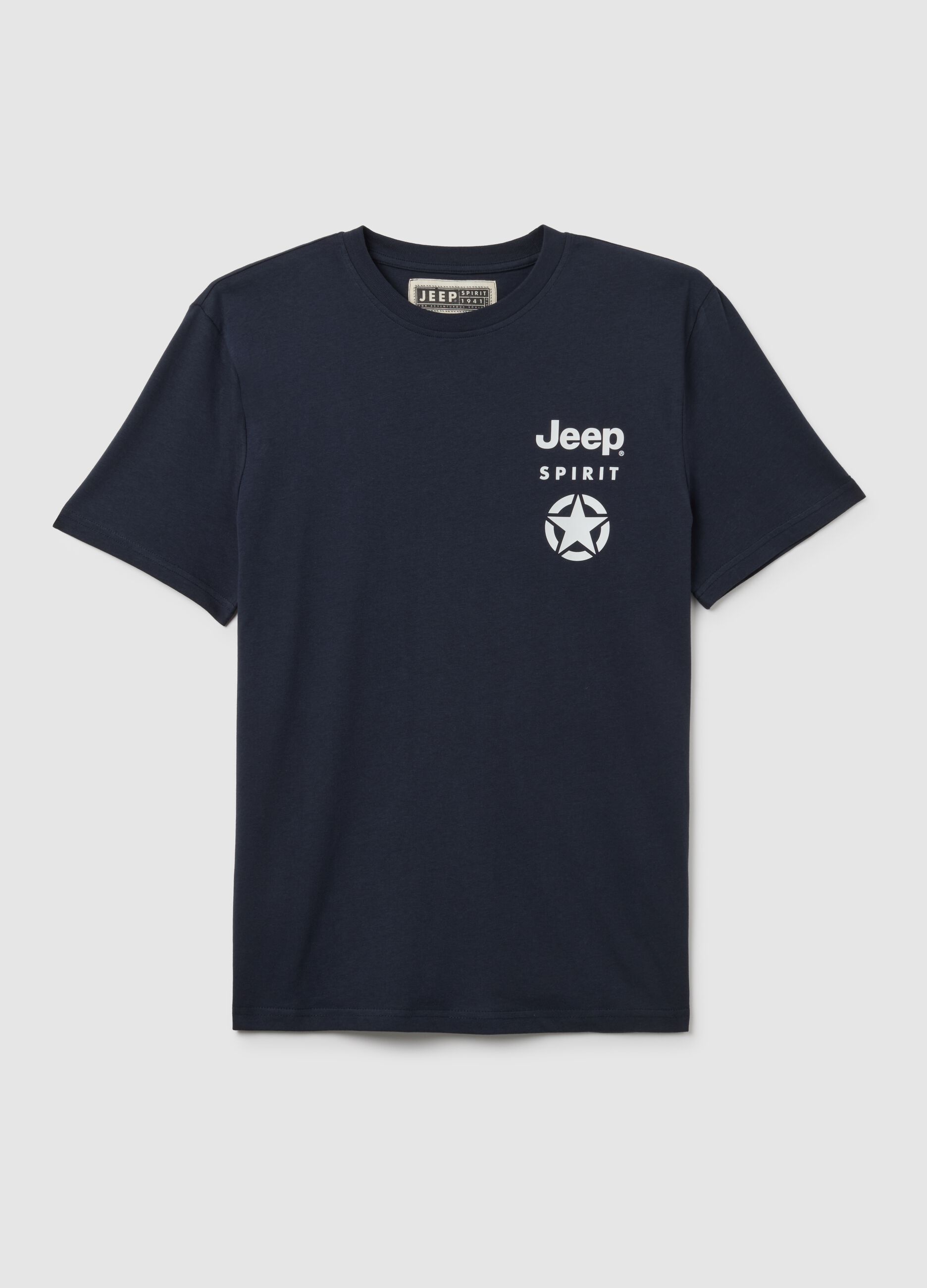 Regular fit dark blue pure cotton T-shirt