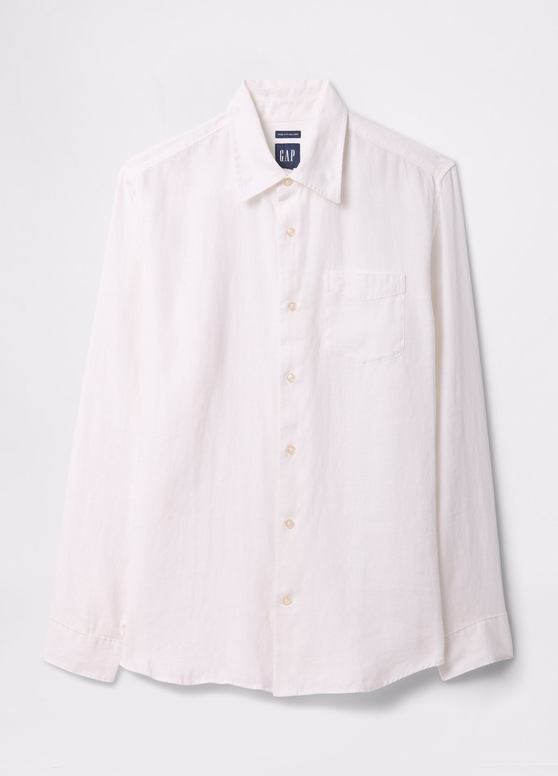 White shirt with long sleeves in linen