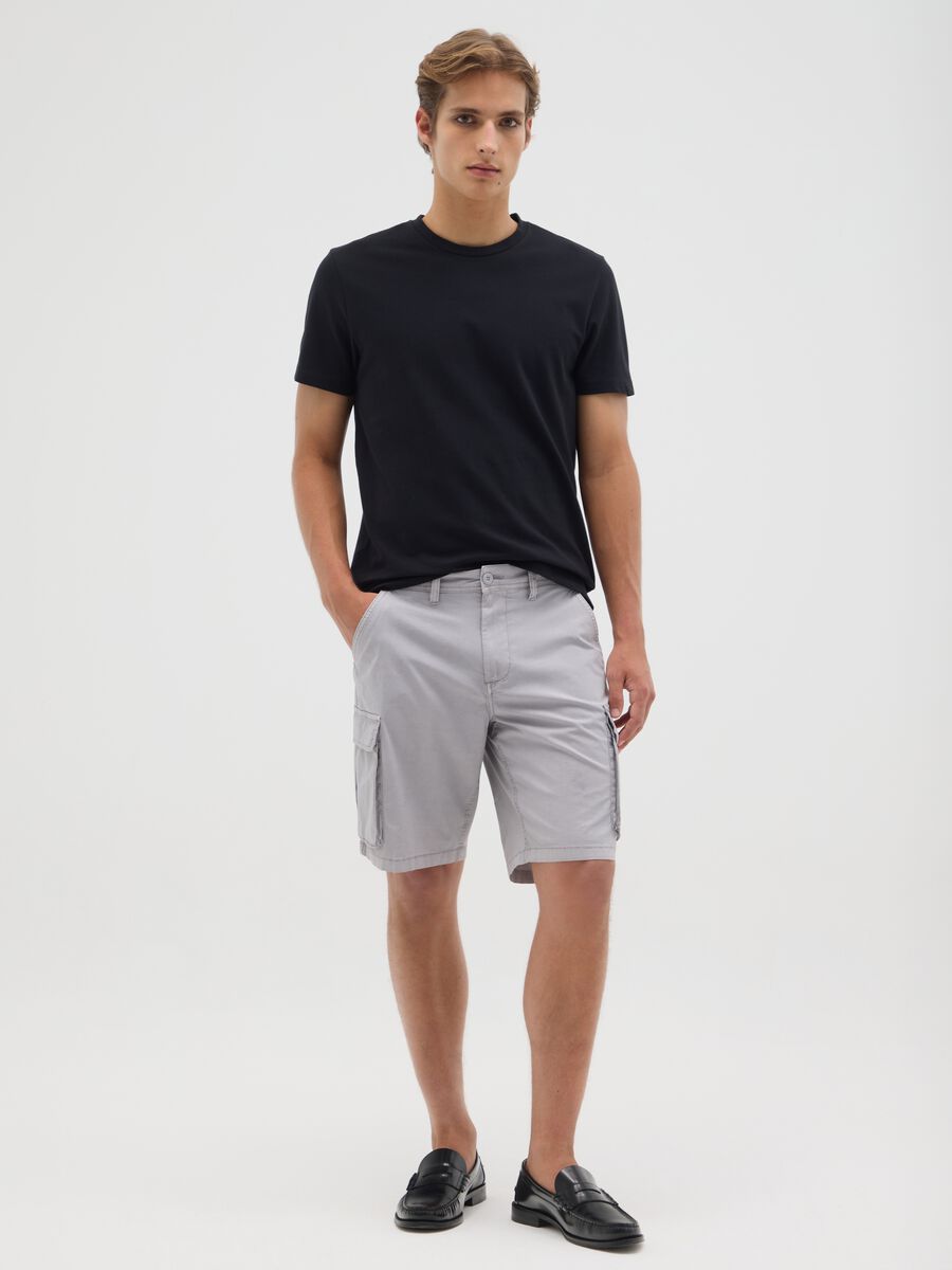 Men's grey stretch cotton regular fit bermuda shorts_0
