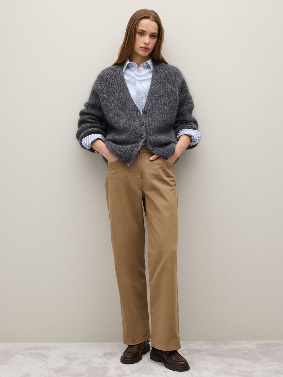 Grey deep V cardigan oversized fit_2