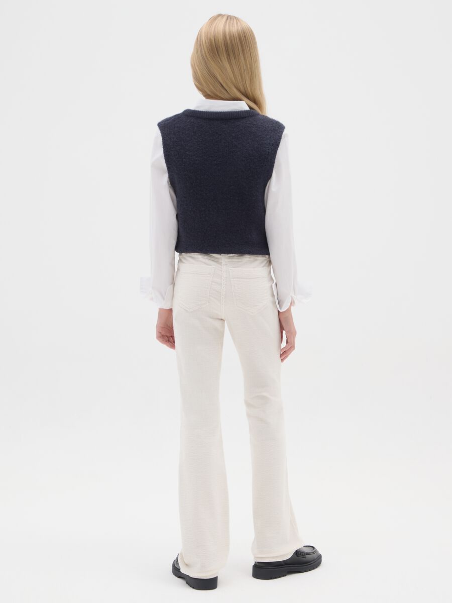 Girls' white stretch cotton flare treggings_1