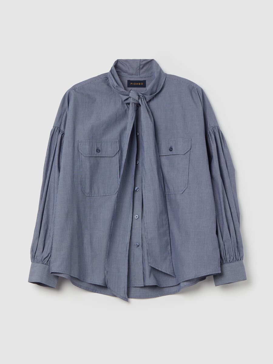 Cotton shirt with bow scarf_1