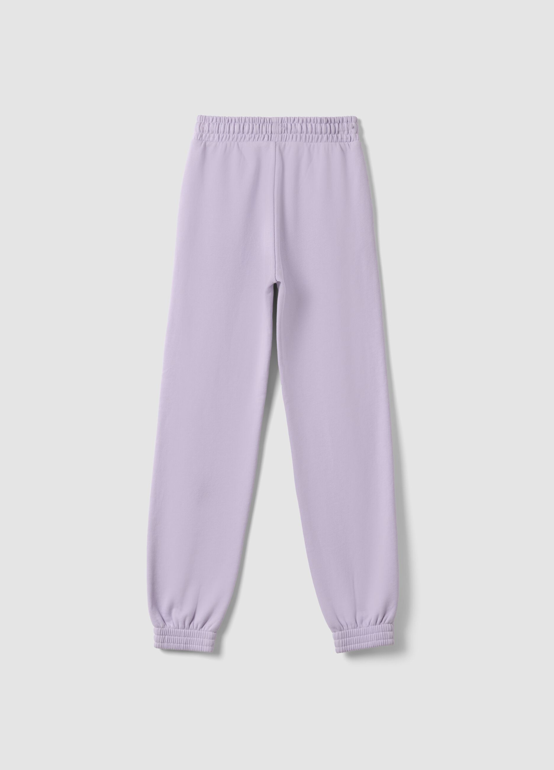 Purple organic cotton jogger trousers, regular fit, for girls