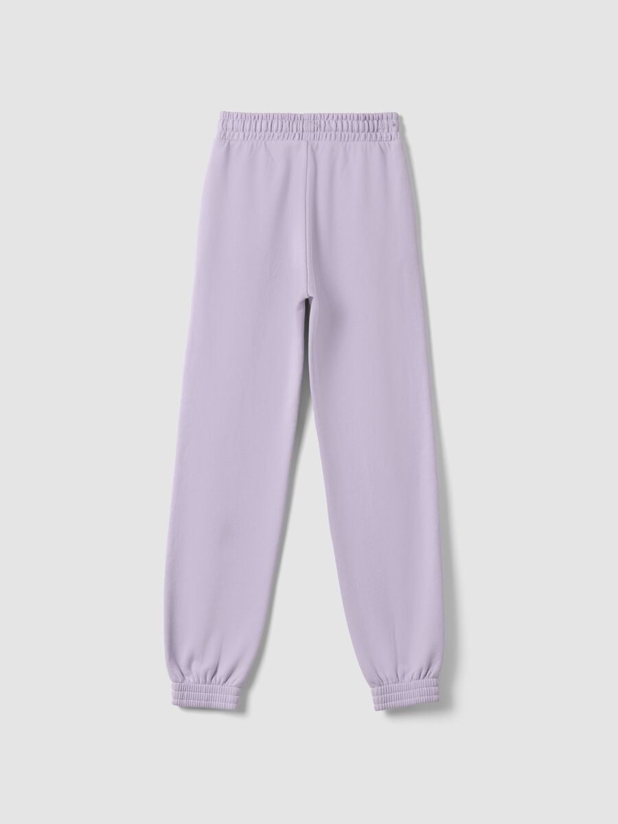 Purple organic cotton jogger trousers, regular fit, for girls_5