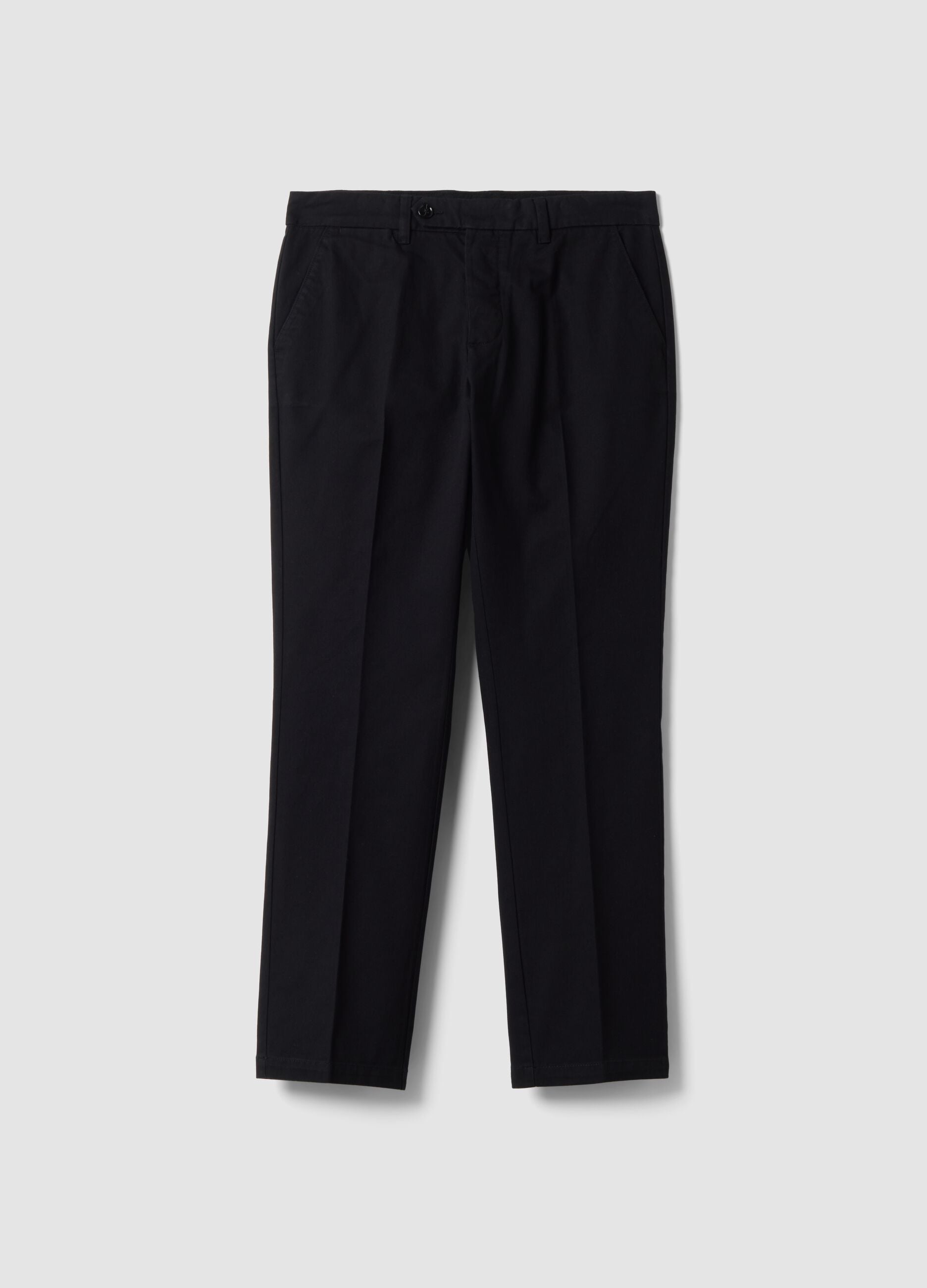 Pantaloni chino neri in puro cotone regular fit