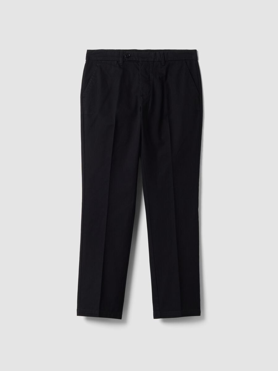 Pantaloni chino neri in puro cotone regular fit_0