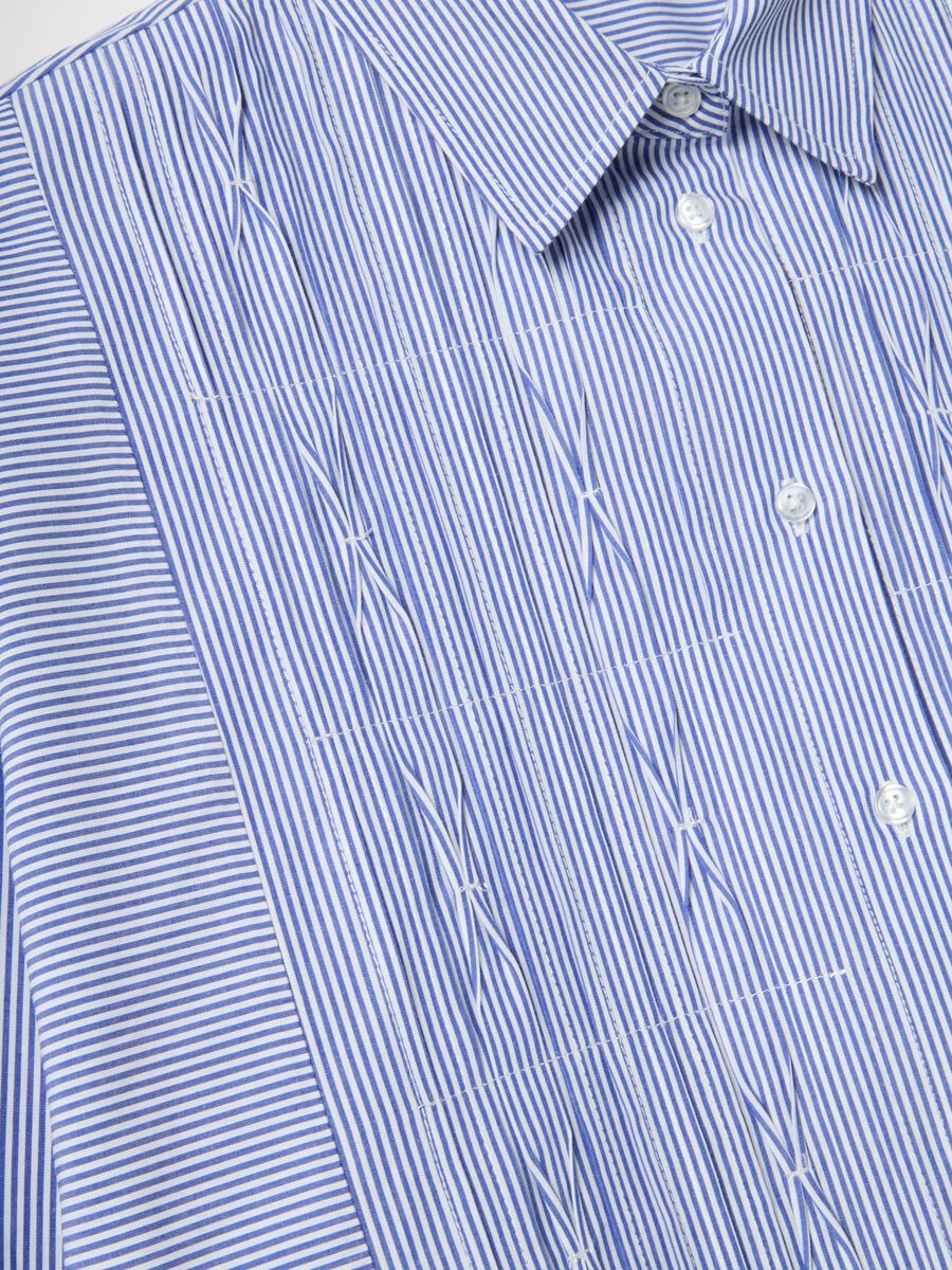Oversized multicolour striped pure cotton shirt with pleats_1