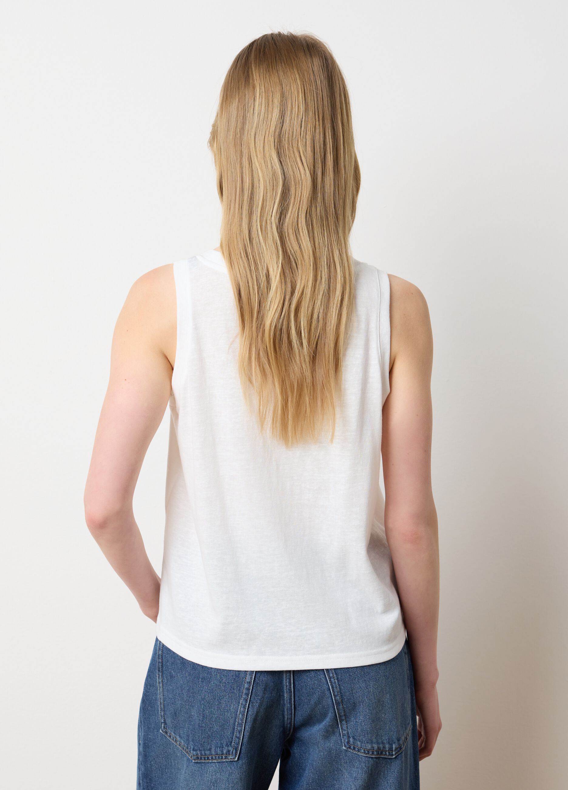 White Cotton Blend Vest
