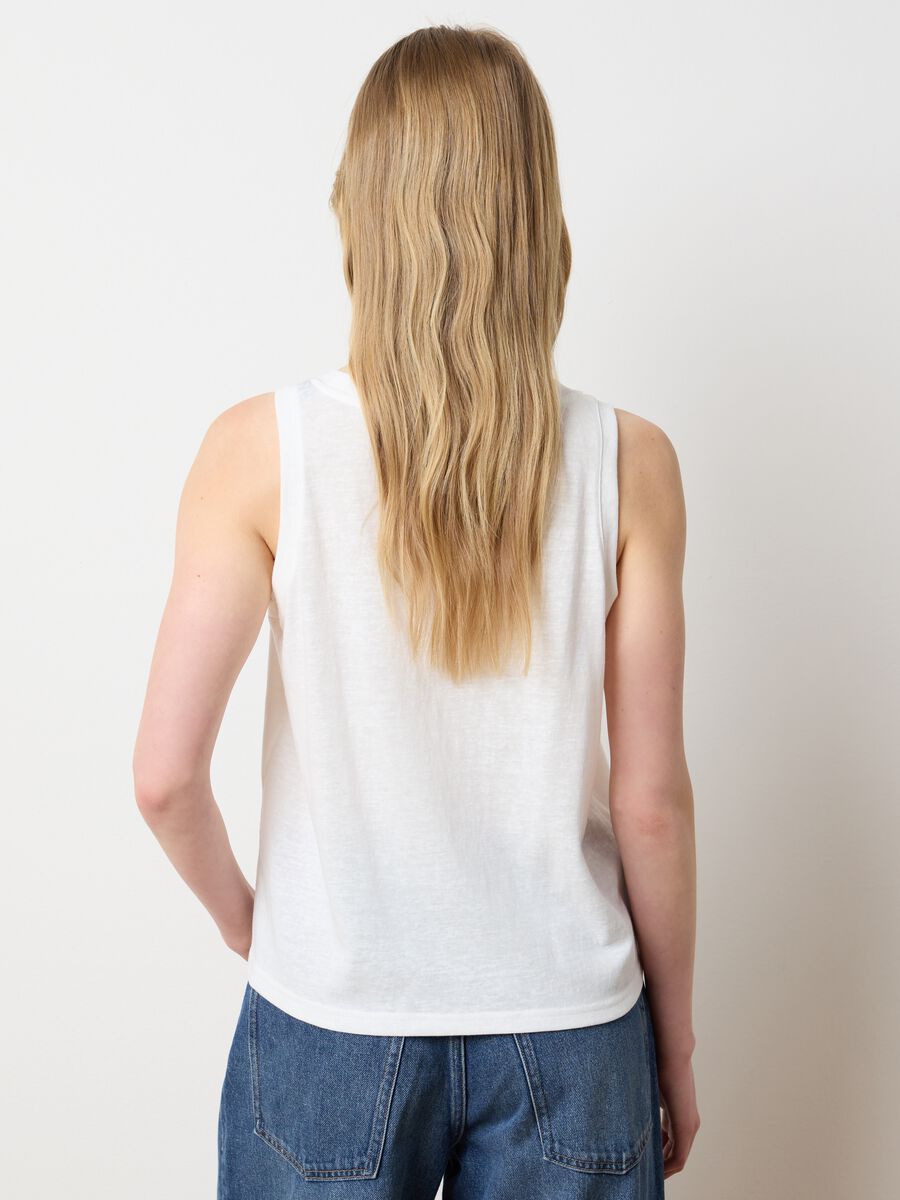 White Cotton Blend Vest_3