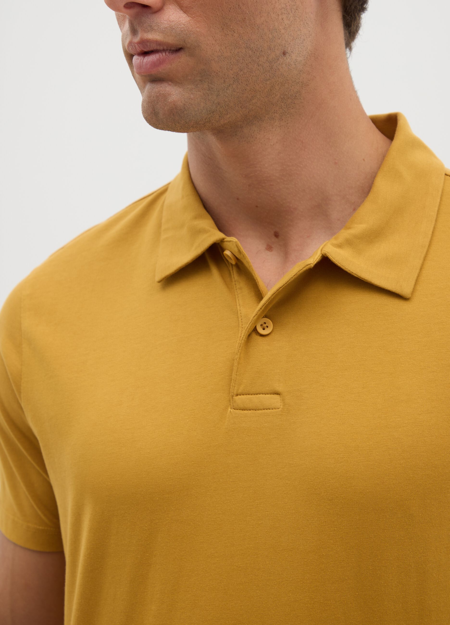 Men's yellow pure cotton polo - regular fit