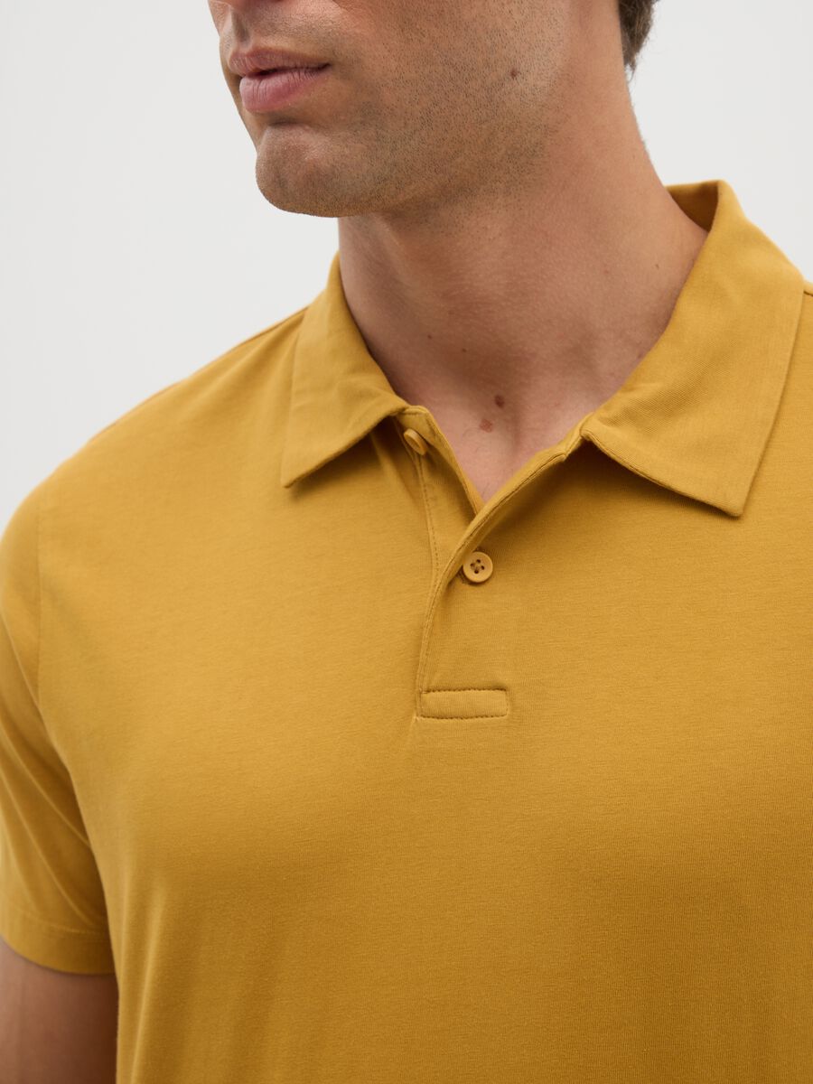 Men's yellow pure cotton polo - regular fit_2