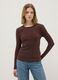 Brown stretchy cotton long sleeve regular fit shirt_0