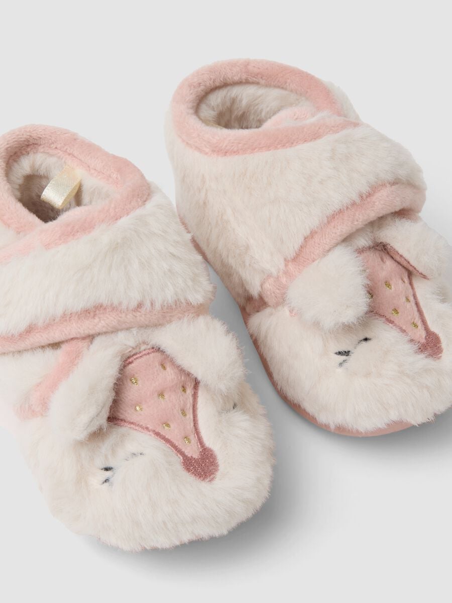 Pantofole rosa con motivo animaletto per neonata e bimba_1